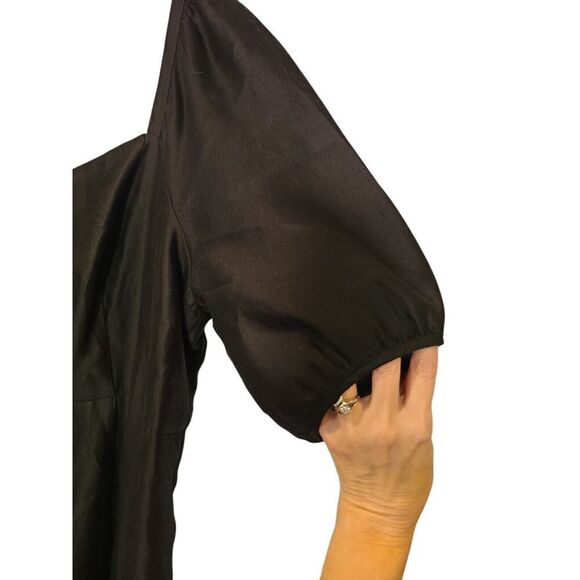 Draper James Women's Black June Dress Puff Sleeve Silk Blend Midi Fit/Flare | 16 - Picture 11 of 11